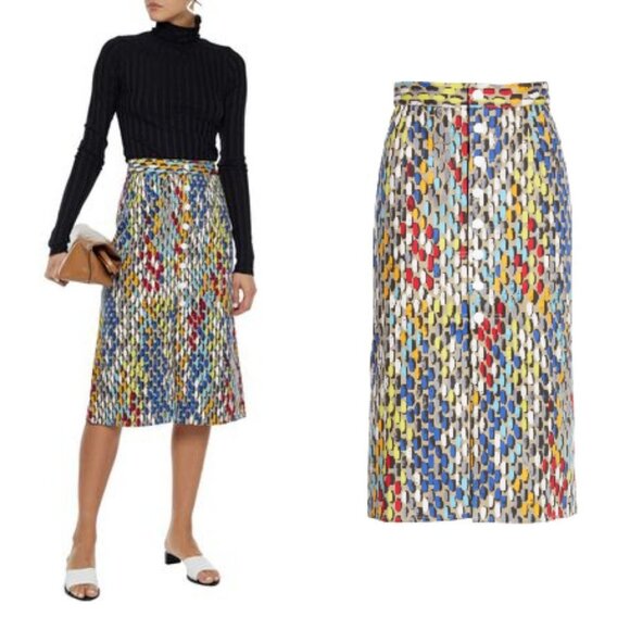 Simon Miller Tire Track Denim Midi Skirt 0